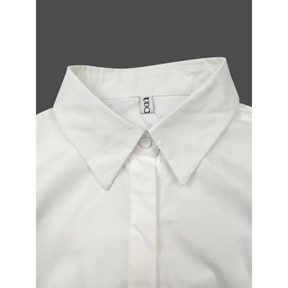 Modigirl New Fashion Women Tuxedo Blouse Shirts 2025 Summer Soild Color Cold Shoulder Office Party Leisure Black Tops for Women