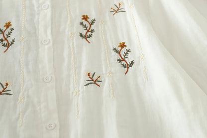 Women's clothing summer 2025 novelty short sleeve lapel white embroidery shirts and blouses stylish stylish women's blouse