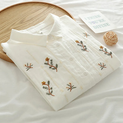 Women's clothing summer 2025 novelty short sleeve lapel white embroidery shirts and blouses stylish stylish women's blouse