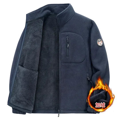 2025 Men's Polar Fleece Standing Collar Warm Jacket High-quality Men's Plush and Thick Windproof Winter Jacket Men Clothing 5XL