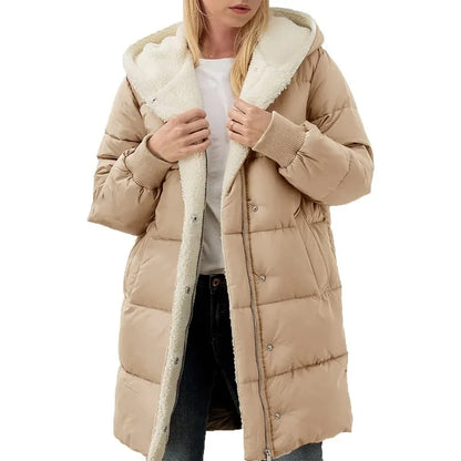 Womens Winter Warm Coats Sherpa Fleece Lined Long Hooded Puffer Jacket
