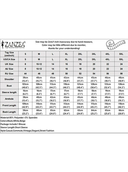 ZANZEA Women Fashion Tie-Front Striped Blouses 2025 Summer Stylish V-Neck Short Sleeve Tops Elegant Casual Commute Blusas Mujer