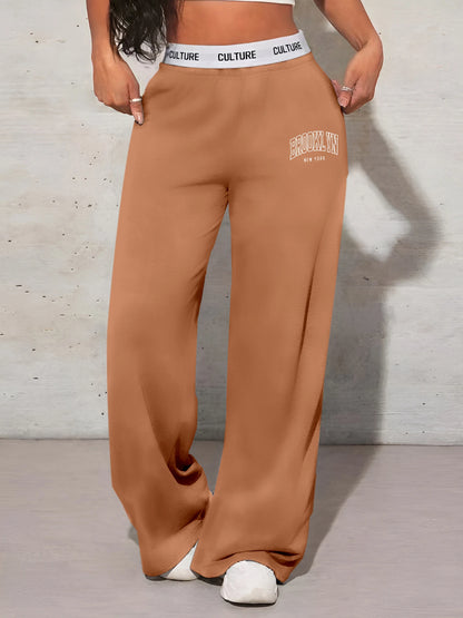 Women's Trousers Letter Printed Casual Loose Women's Wide Leg Pants Sweatpants Fashion Women's Drag Pants