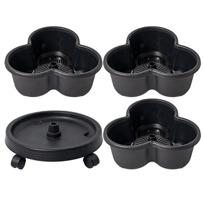 3Tiers Stackable Strawberry Planter with Wheels Vertical Gardening Pots Movable Flower Pot Caddy for Strawberry Flower Vegetable