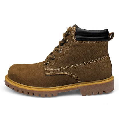 Men Genuine Leather Work Boots Without Steel Cap Outdoor Natural Leather Hiking Trekking Shoes Plus Big Size 48 49
