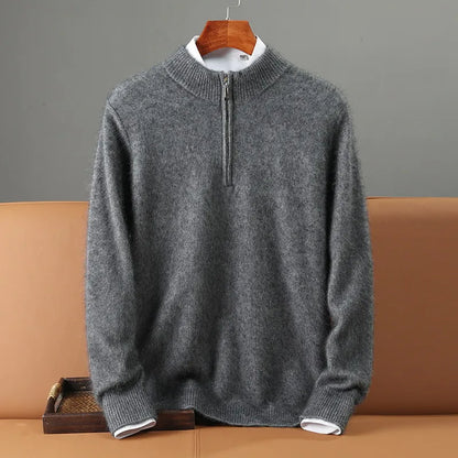 Super Soft Cashmere Sweater Men's Fit Half Zipper Turtlenecks Sweater Wool Warm Knitted Shirt Business Casual Underlay
