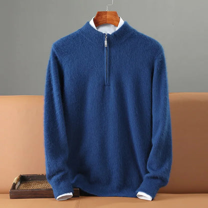 Super Soft Cashmere Sweater Men's Fit Half Zipper Turtlenecks Sweater Wool Warm Knitted Shirt Business Casual Underlay