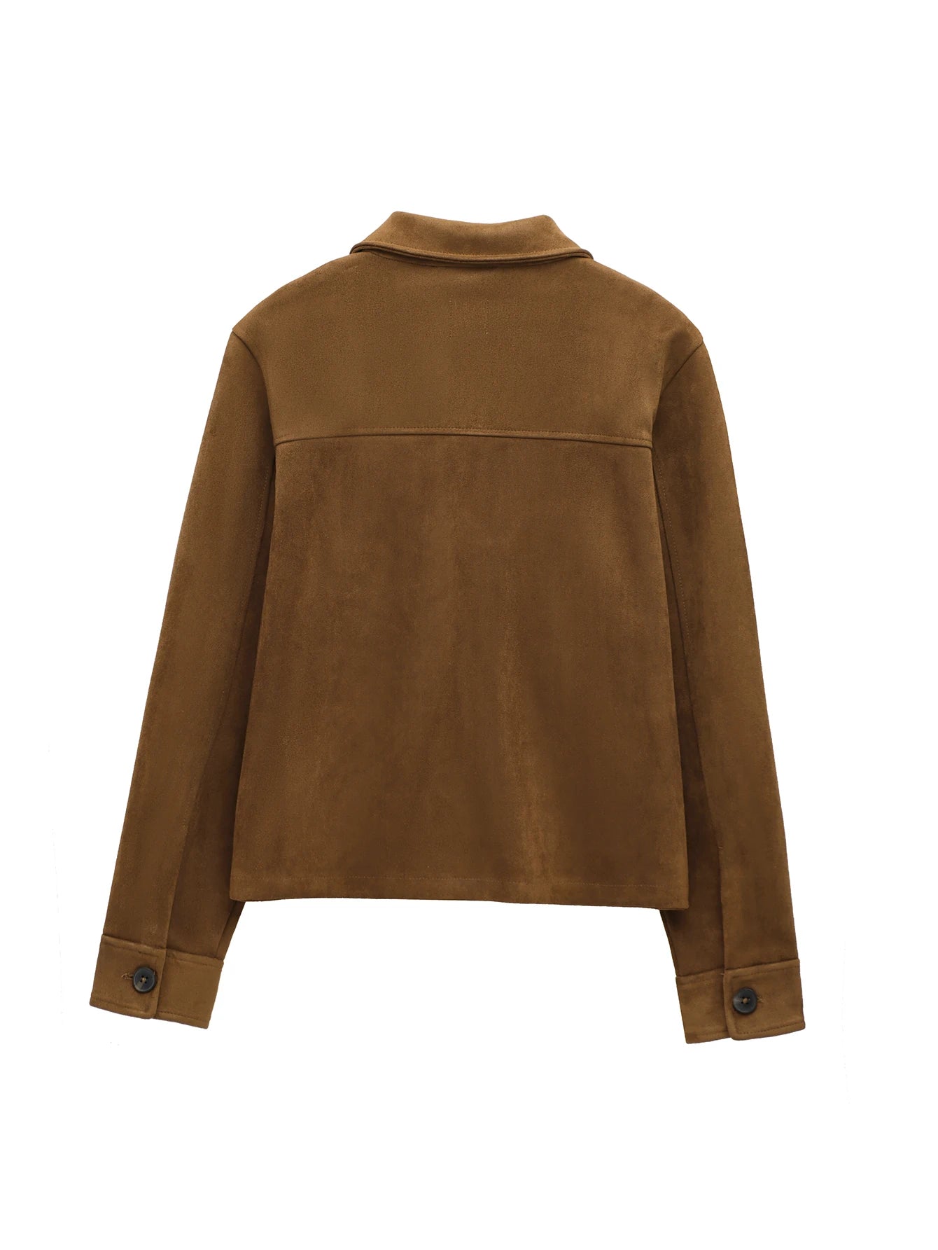 TRAF Women's Suede Texture Jacket 2025 Fashion Long Sleeve Cropped Coats Women Casual New In Outerwear