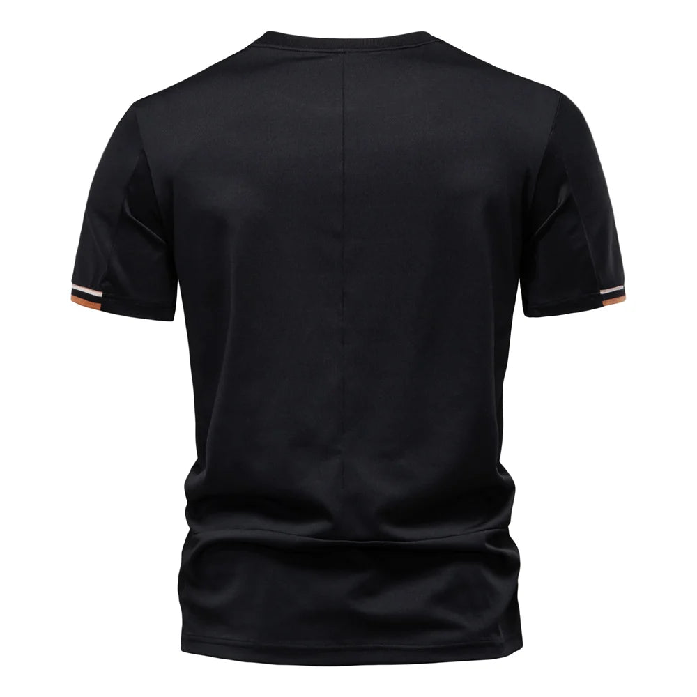 AIOPEAON Mens Solid Color Sporty O-neck Casual T-Shirt For Stylish Wear High Quality Male Tops Men's T-shirts