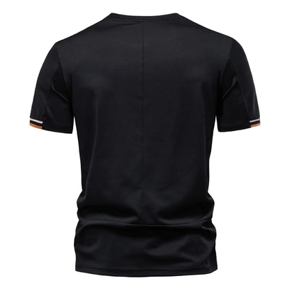 AIOPEAON Mens Solid Color Sporty O-neck Casual T-Shirt For Stylish Wear High Quality Male Tops Men's T-shirts