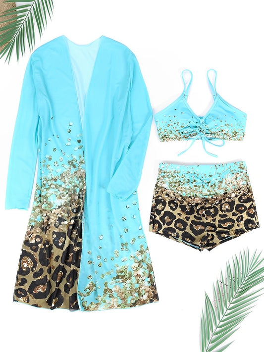 3 Pieces High Waist Bikini 2025 Printed Swimsuit Women & Kimono Swimwear Female Sexy Bather Bathing Swimming Swim Suit Beachwear