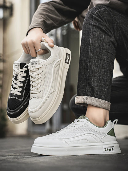 New Men Sneakers Comfortable Platform Shoes 2025 Trend Lace-up Vulcanized Shoes lightweight breathable White Casual Sneakers