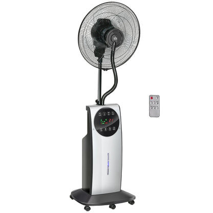 HOMCOM 16" Pedestal Fan with Water Mist Spray Standing Fan, 3.1L Tank Black