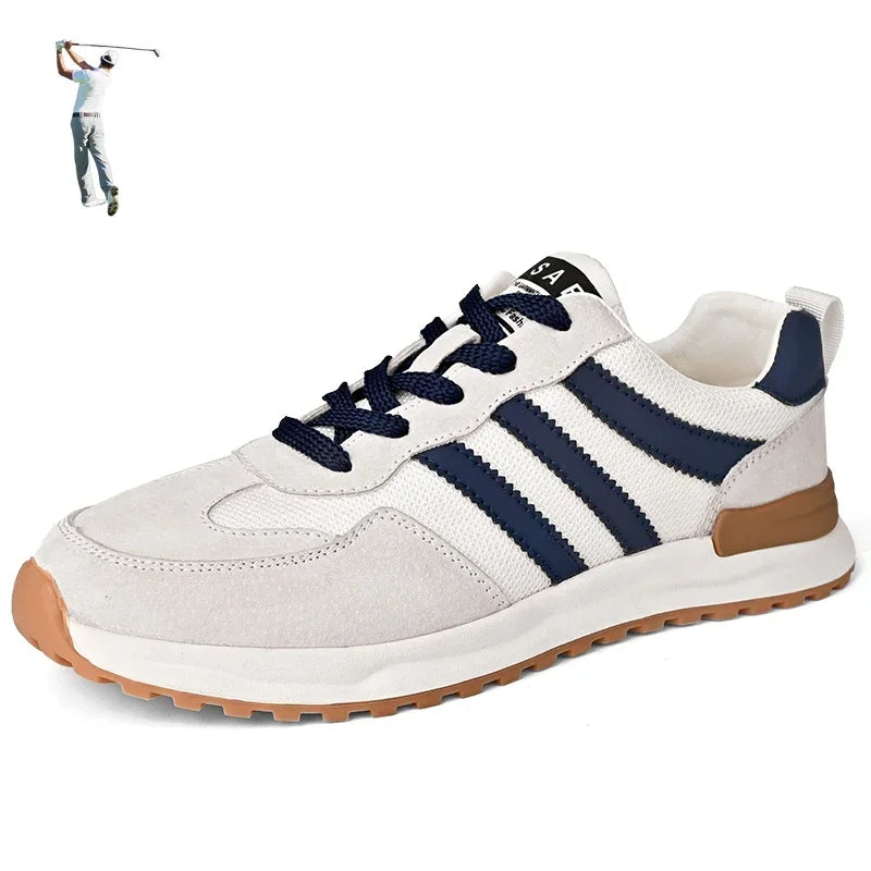 NEW Pigskin Leather Men Golf Sport Sneakers High Quality Male Golfer Athletic Training Shoes Spring Outdoor Walking Trainers
