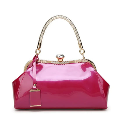 Trendy Fashionable Versatile Patent Leather Women's Handbag 2022 New Style Bright Face Clasp Diamond Lock Crossbody Wedding Bag