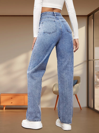 New Y2K Loose Jeans Women Street Trend Retro Fashion Summer Low Rise Jeans Loose Straight Jeans Slightly Stretch Fabric Jeans
