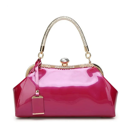 Trendy Fashionable Versatile Patent Leather Women's Handbag 2022 New Style Bright Face Clasp Diamond Lock Crossbody Wedding Bag