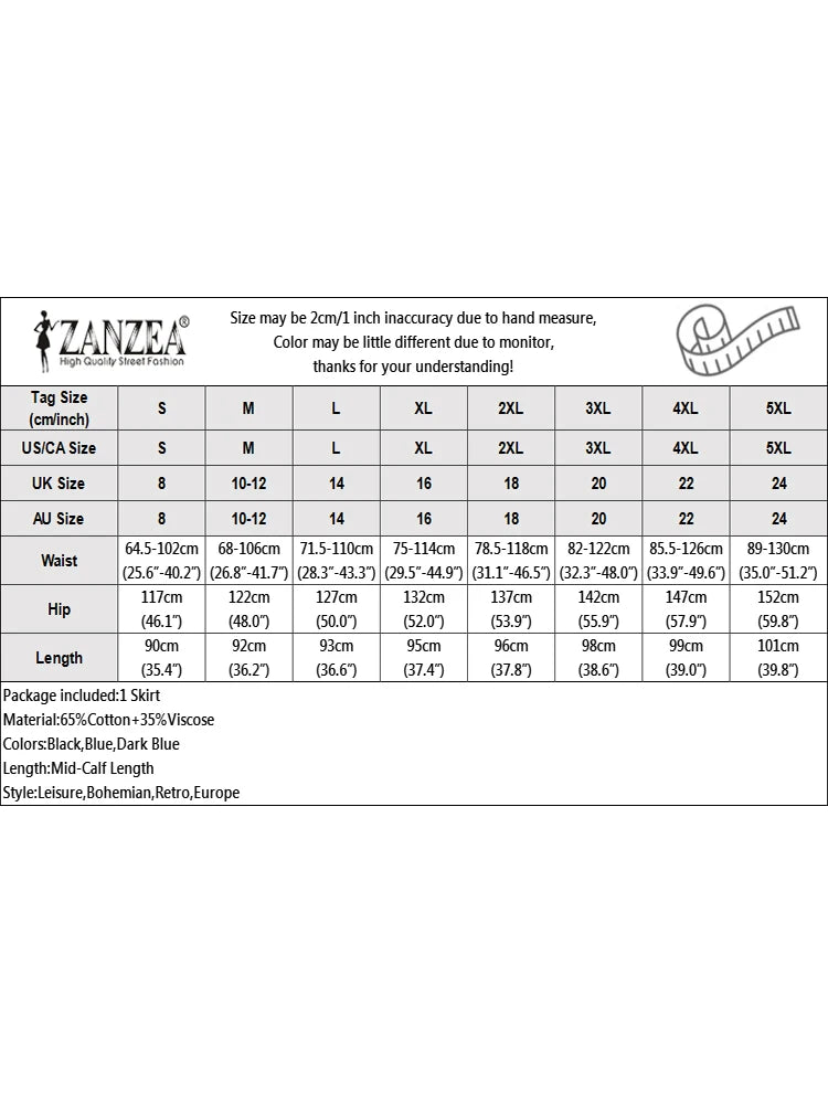 Autumn Elastic Waist Solid Skirts ZANZEA Fashion Women Denim Blue Skirt Elegant A-line Work Overskirts Casual Loose Holiday Jupe