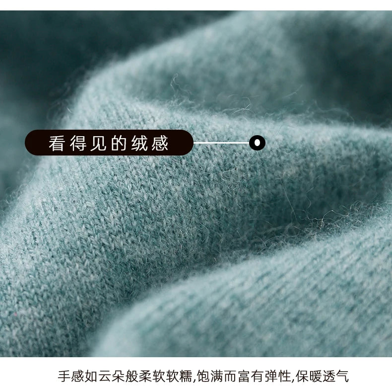 Autumn and winter new 100% pure wool sweater men's POLOL neck sweater lapel button cashmere sweater business bottoming shirt.