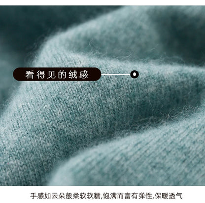 Autumn and winter new 100% pure wool sweater men's POLOL neck sweater lapel button cashmere sweater business bottoming shirt.