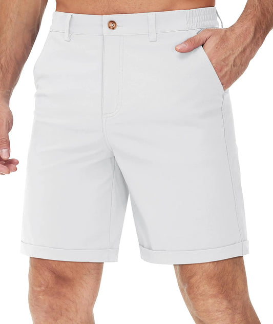 Summer Casual Shorts Mens Fit 7 Cotton Cargo Shorts Multi-pockets Rolled Leg Design Hiking Golf Shorts Streetwear Male