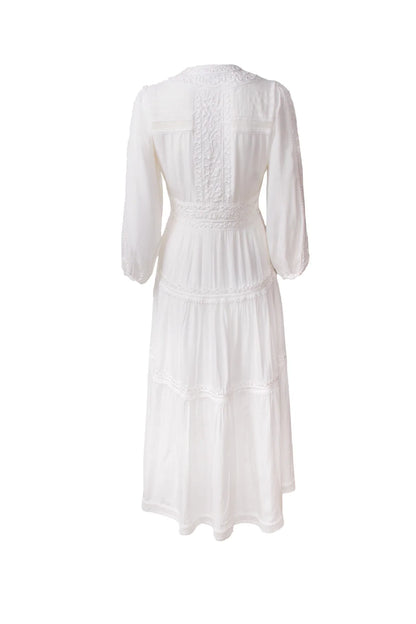 GypsyLady Elegant Vintage Chic Midi Dress Cotton White Boho Autumn Spring Holiday Women Long Sleeve Ladies Dresses Vestidos 2XXL