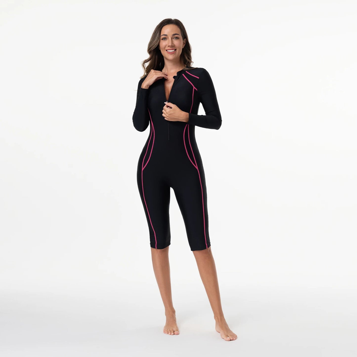 Women's Swimsuit With Sleeve One Piece Bathing Suit Female Beachwear Sport Style Swimming Costume Woman Swimwear Surfing Suit