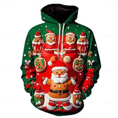 New Women's Pullover Hoodie Sweatshirt 3D Graphic Reindeer Casual Long Sleeve Hooded Regular Tops Wear Street Dailywear Clothing
