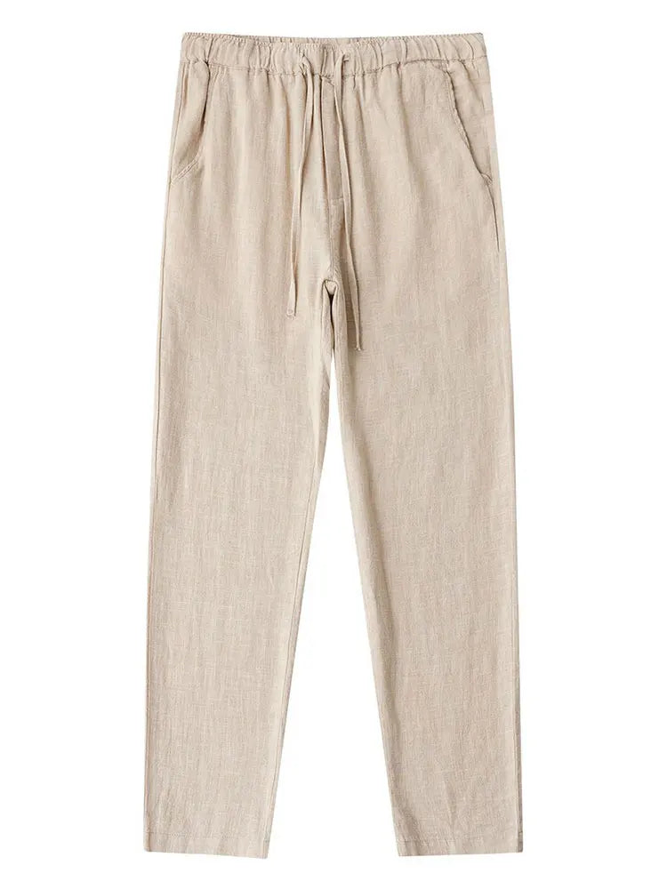 Casual Cotton Linen Chino Pants Men Wide Leg Lightweight Baggy Cotton Sweatpants Male Walking  Jogger Trousers Work