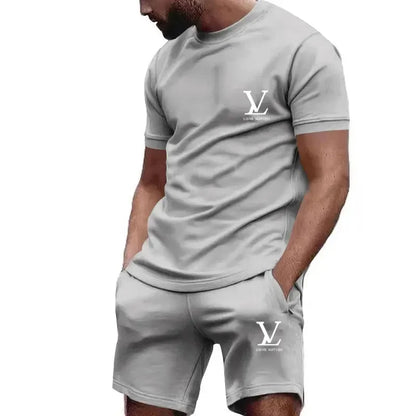 Summer Sportswear Suit Men'S Fashion Two-Piece Sports Fitness Running Casual Quick Drying Short Sleeved Shorts Set For Men