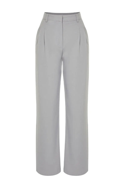 High Waist Straight Pants Vintage Style for Office Wear New Autumn Loose Suit Trousers