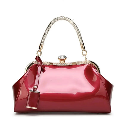 Trendy Fashionable Versatile Patent Leather Women's Handbag 2022 New Style Bright Face Clasp Diamond Lock Crossbody Wedding Bag