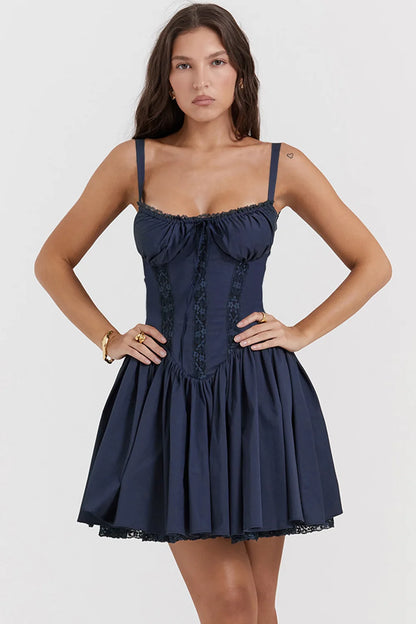 Sexy Lace Floral Corset Short Dress Women's Slip White Yellow Casual Bandage Dresses Female Clothing Party Birthday Summer 2025