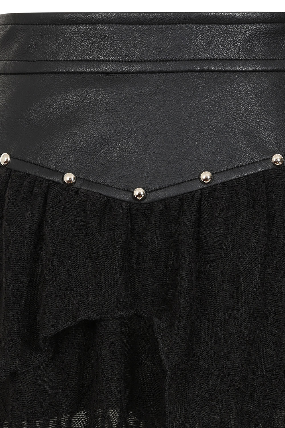 Banned Apparel Luxor Faux Leather & Jagged Knit Skirt in Black