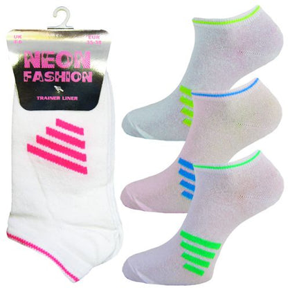SO15 WHITE NEON TRAINER SOCKS 3PK UK 12.5-3.5