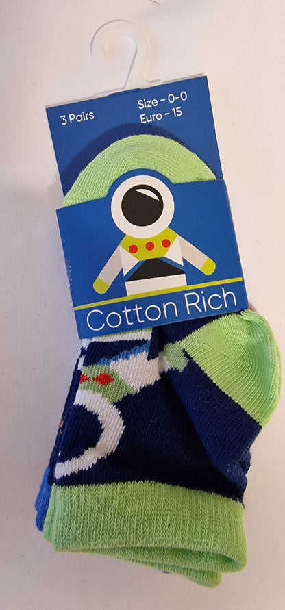 SO27 BABY SOCKS 3PK UK 0 - 5.5