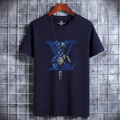 Summer Men's Luxury Casual T-Shirt Retro Y2k Designer Short Sleeve Tees Male Vintage Cotton Trendy High Quality Bear Print Tops