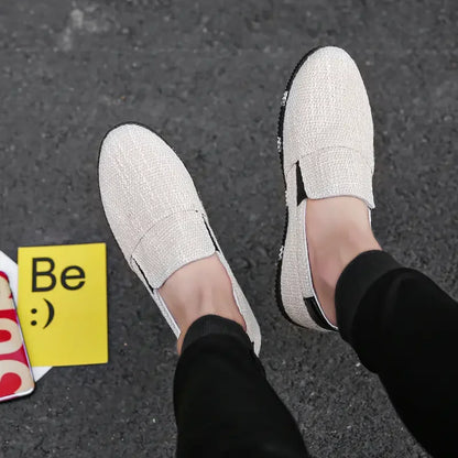 Men's Board Shoes Summer New Luxury Canvas Breathable Soft Sole Hiking Casual Fashion Trend Linen Lazy Fashion Brand Shoes