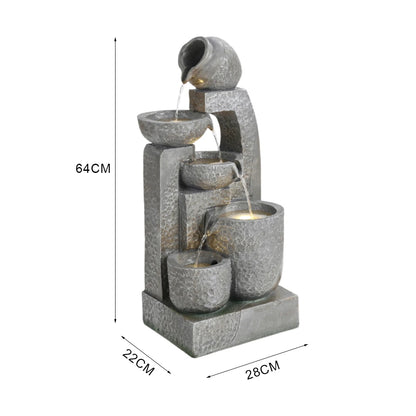 Cascade Solar-powered Water Fountain for Outdoors Gardens, Patios and Balconies