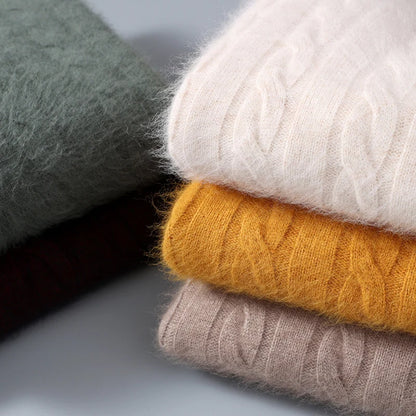 100% Pure Mink Cashmere Sweaters Men's Round Neck Thickened Pullover Autumn and Winter Warm Casual Knitted Large Size Twist Tops
