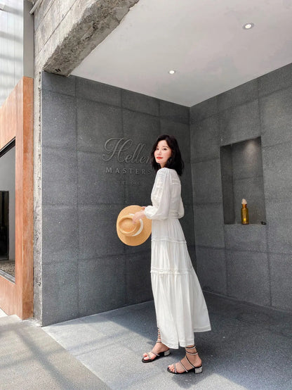 GypsyLady Elegant Vintage Chic Midi Dress Cotton White Boho Autumn Spring Holiday Women Long Sleeve Ladies Dresses Vestidos 2XXL