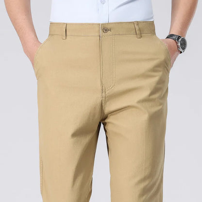 2025 Mens Cotton Trousers Man Business Casual Pants Office Black Chino Pants Khaki Grey Navy Trousers 29-40