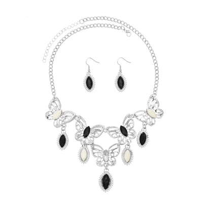 Retro Boho Moon Round Butterfly Pendant Coins Necklace Earrings Gypsy Afghan Traditional Ethnic Clothing Necklaces Jewelry Sets