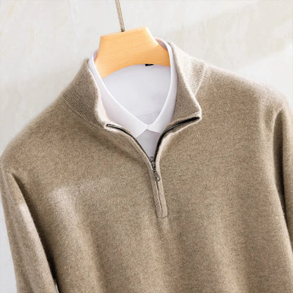 Super Soft Cashmere Sweater Men's Fit Half Zipper Turtlenecks Sweater Wool Warm Knitted Shirt Business Casual Underlay