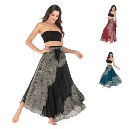 Casual Folk-Custom Printed Skirts Women Fashion Bohemian Long Skirt Streetwear Beachwear Woman Clothing Faldas Mujer Jupe Femme