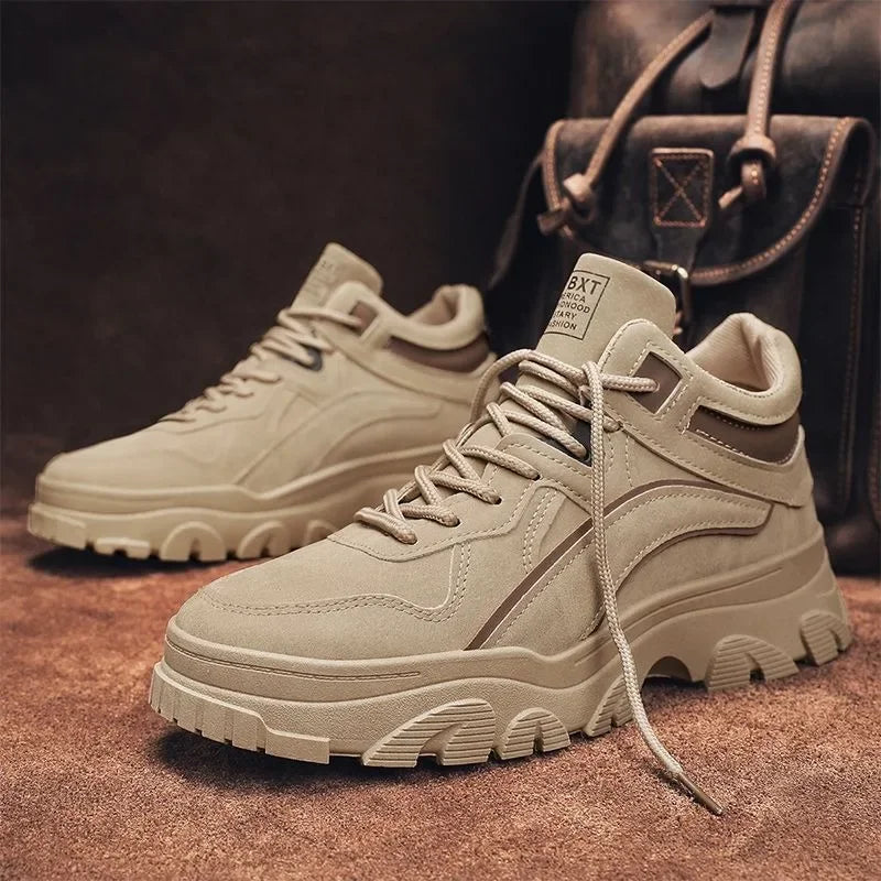 Men's Desert Boots Winter Warmth Tactical  Strap Naked Boots Outdoor Platform Work Shoes Bota Masculine