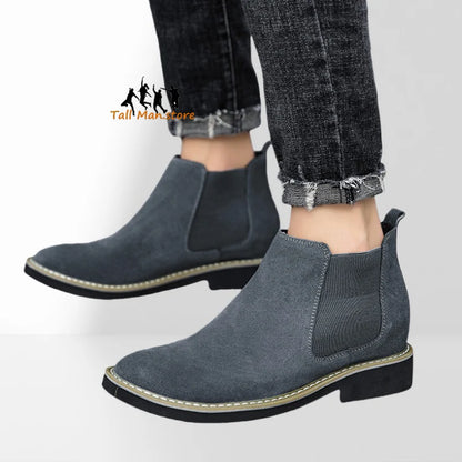 Ankel Boots Men Leather Outdoor Height Increase Insole 6cm Man Elevator Shoes Plus Size 36-48