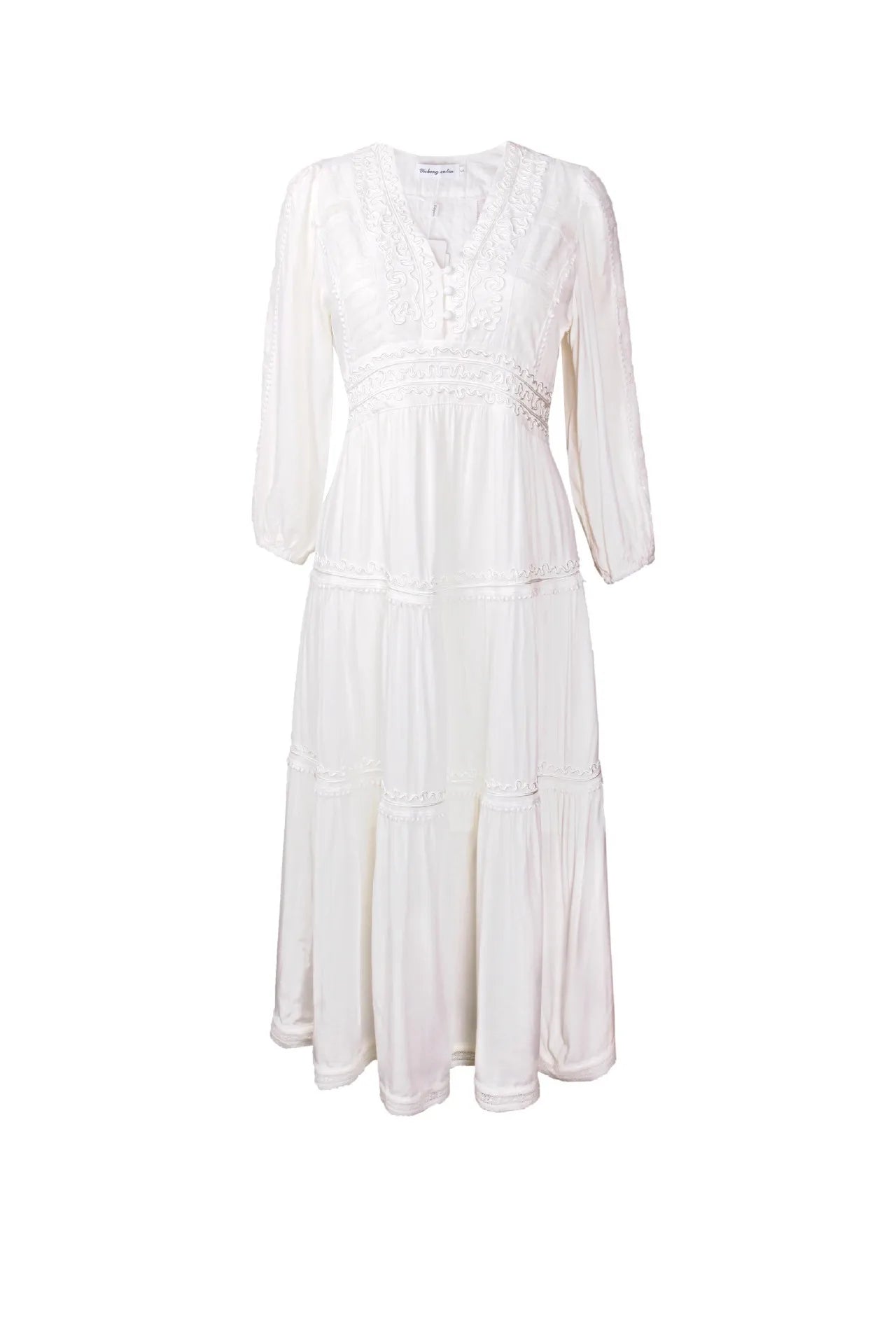 GypsyLady Elegant Vintage Chic Midi Dress Cotton White Boho Autumn Spring Holiday Women Long Sleeve Ladies Dresses Vestidos 2XXL