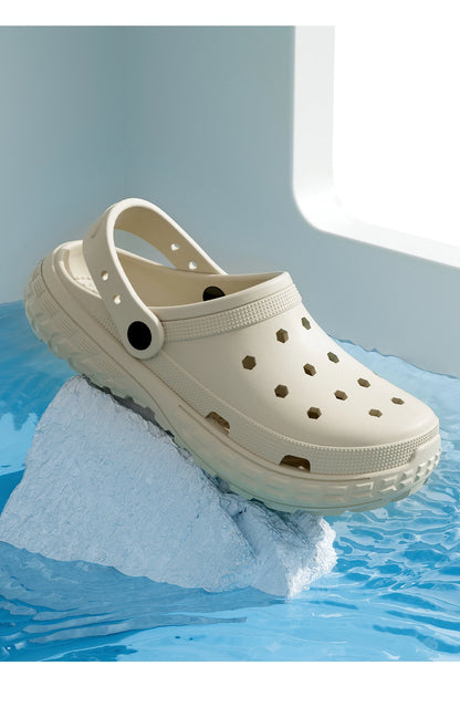 Women and Men's Hole Shoes Summer Non-Slip Outdoor Sandals Closed Toe Shit Feeling Beach Slippers Thick Bottom Soft Bottom