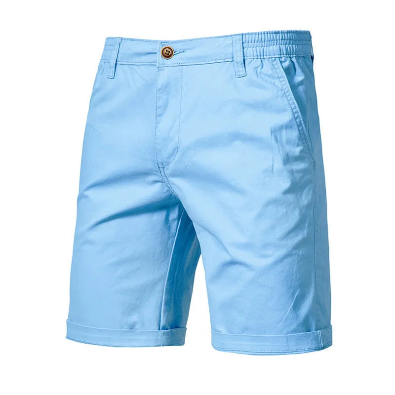 Men Summer Casual Business Shorts Soild Cotton Shorts For Man Elastic Waist Gym Running Shorts Sport Beach Shorts Male Clothes
